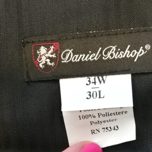 David Bishop NWT W34 X L30 Men's Black Pinstripe Dress Pants Made in Italy - Picture 4 of 14